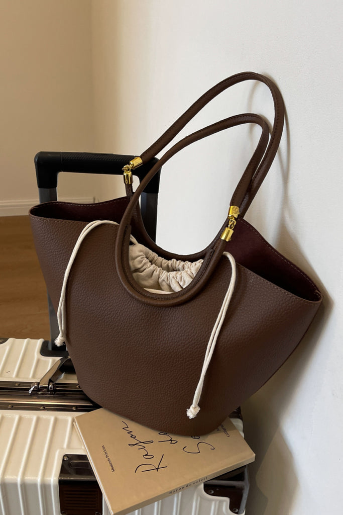 PU Leather Drawstring Handbag - Vacay Bae