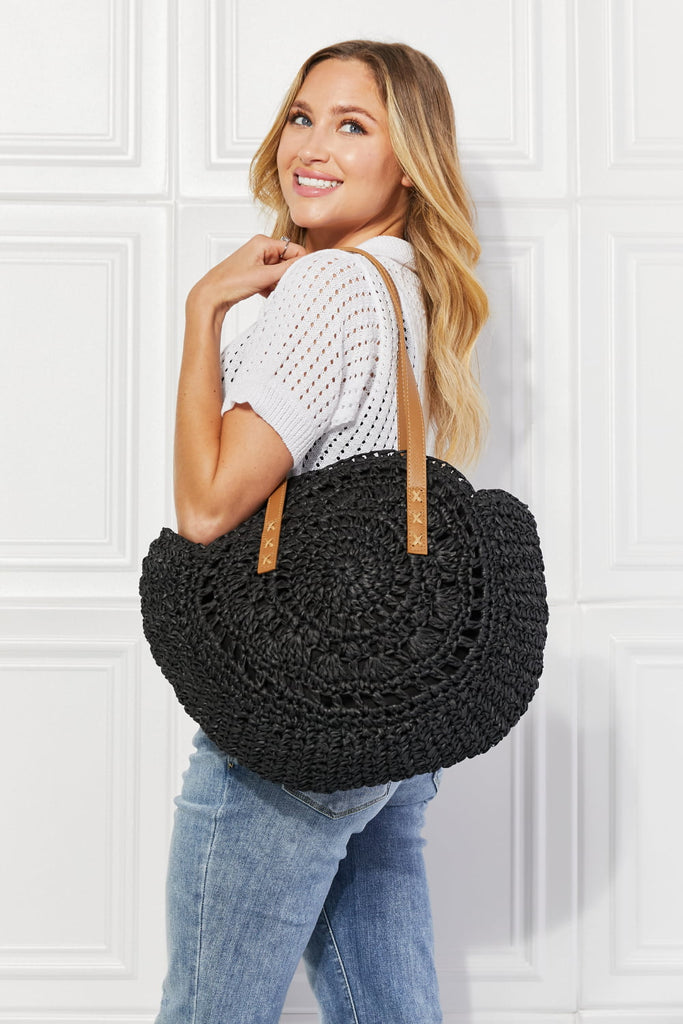 Justin Taylor C'est La Vie Crochet Handbag in Black - Vacay Bae