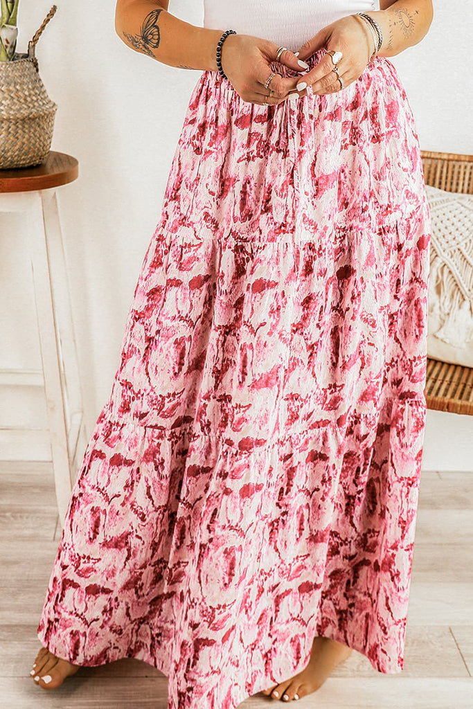 Printed Smocked Waist Maxi Skirt - Vacay Bae