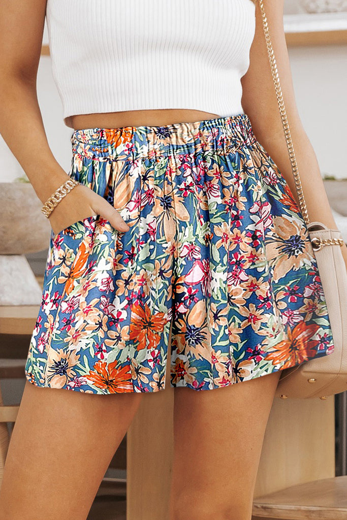 Floral High Waist Shorts with Pockets - Vacay Bae